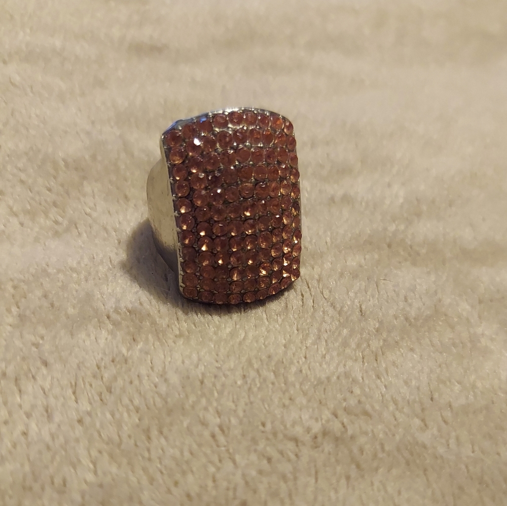 Stretch Orange gemstone Statement Ring - Picture 2 of 6